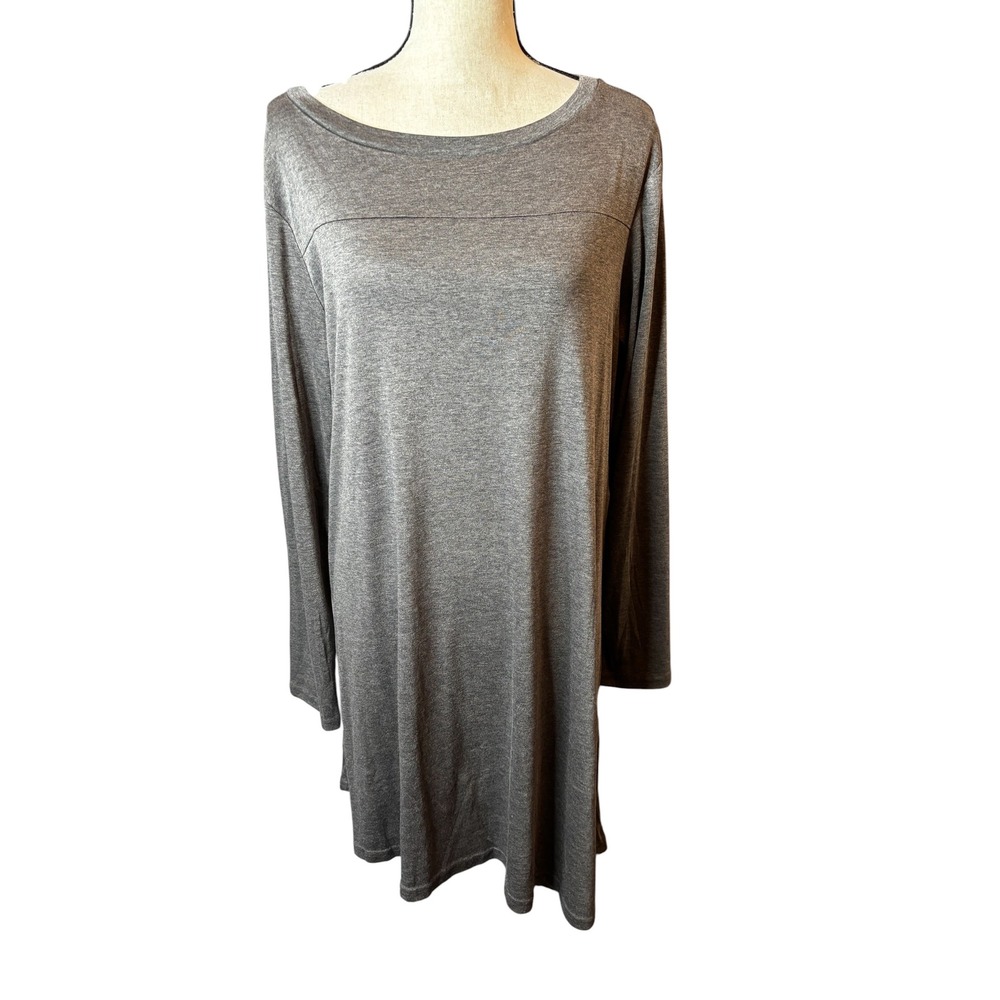 KORSIS Women XXL Gray Long Sleeve Button Side Tunic Top Jersey Knit New